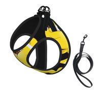 Bee Flying Print Adjustable Harness Leash Set For Cats And Dogs, Soft Breathable Kitten Puppy Mesh Vest With Reflective Design, Escape-Proof Lead For Small Pets Walking Training