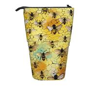 Bee Flying Print Adjustable Pencil Case Versatility Office Pouch Pen Holder Gift Daily Supplies