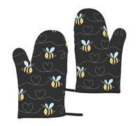 Bee Flying Print Adults Universal Fit Heat Resistant Oven Gloves Reusable Cooking Outdoor Grilling