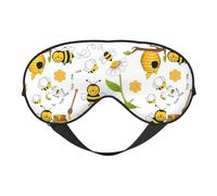 Bee Flying Print Breathable Full-Cover Eye Mask Stylish Adjustable Nap Night Restful Environment