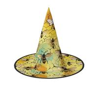 Bee Flying Print Carnival Halloween Witch Hat Costume Accessory Foldable Cap Party Masquerade Decor