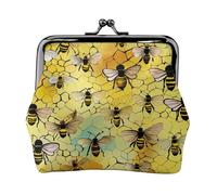 Bee Flying Print Coin Purse for Women Compact Kiss Lock Coin Pouch Zipper Travel Shopping Gifting
