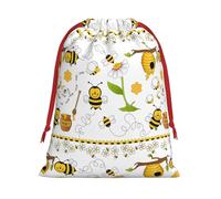 Bee Flying Print Gift Drawstring Bag Reusable Pouch Festive Decor Party Favor Daily Storage Sack