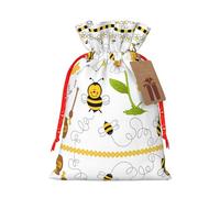 Bee Flying Print Gift Drawstring Bags Reusable Present Sack Versatile Birthday Holiday Party Favors