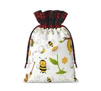 Bee Flying Print Gift Reusable Bags Festive Drawstring Pouches Versatile Birthday Wedding Favors