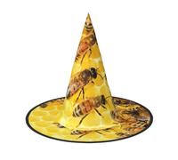 Bee Flying Print Halloween Witch Hat,Foldable Spire Hat,Suitable For Halloween Carnival,Masquerade,Party Costume Accessories