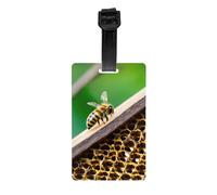 Bee Flying Print Luggage Tag Suitcases Waterproof Identification Labels Travel Bag Backpacks Tags