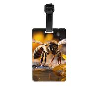 Bee Flying Print Luggage Tags for Suitcases Waterproof Labels Set Travel Bag Easy-to-Identify
