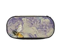Bee flying Print Pencil Case Spacious Pen Pouch Zipper High Capacity Makeup Tools Office Supplies, Black, One Size, Cute