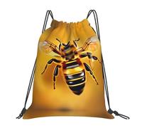 Bee Flying Print Unisex Drawstring Bag Adjustable Drawstring Backpack Foldable Pe Bag For Football Travel Hiking
