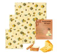 Bee Food Wrap: Flexible Lightweight Sheets Natural Protective Layer Easy Clean Material Durable Finish | Cover Bowls, Plates, Snacks, Fruits, Green