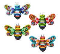 Bee Garden Decor, 4Pcs Metal Bees Outdoor Decor 5x7.5'' Iron Hanging Garden Decor Bee Mimic Bee Garden Decor for Indoor Outdoor Garden Yard Lawn, Bee Wall Decor