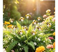 Bee Garden Decor, Bee Garden Stakes,10Pcs-Resin Bumblebee Yard Decor for Flower Pots - Spring Summer Outdoor Decoration, Durable Garden Stakes for Flower Beds & Lawn