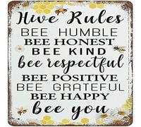 Bee Garden Decor Bee Hive Rules Sign For Home Honey Bee Decorations Hive Rules Signs Bumble Metal Tin Signs Bees Kitchen Wall Decor Outdoor Beehive Decor Bee Hive Classroom Decor 12x12 inhces