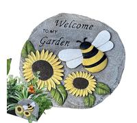 Bee Garden Stone | Sunflower Outdoor Decorative Stone | Sunflower Stepping For Outside, Yard Art, Lawn, Patio, Garden Walkway