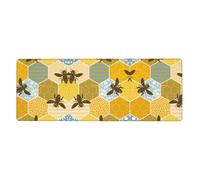 Bee Geometric Honeycomb Printed Desktop Mouse pad Large Size Rubber Keyboard pad Suitable for Office and Home 31.5 inches x 12 inches