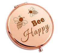 Bee Gifts for Women Bee Lover Compact Makeup Mirror Inspirational Thank You Present for Teacher Coworker Honeybee Gifts for Beekeeper Gardener Folding Makeup Mirror Christmas Mothers Day Presents