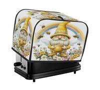 Bee Gnome Floral Rainbow Toaster Cover 2 Slice Dust Cover for Bread Machine,Small Kitchen Appliance