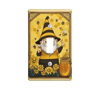 Bee Gnome Light Switch Cover Plates for Summer Decor, Yellow Honeycomb Design, Thermoplastic Wall Plates, Standard Size Single Toggle