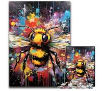 Bee Graffiti Painting JigsawPuzzle 1000 Pieces for Adults Challenging Puzzles Brain Teaser, Adult Game, Family Interactive Activity 26X38CM/10.23x14.96inch