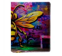 Bee Graffiti Pattern PU Leather Book Cover - Waterproof Protective Case for Books, Soft Flexible Sleeve with Anti-Scratch Design, Universal Fit for Novels Textbooks Journals