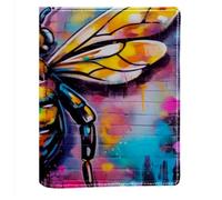 Bee Graffiti Pattern PU Leather Book Cover - Waterproof Protective Case for Books, Soft Flexible Sleeve with Anti-Scratch Design, Universal Fit for Novels Textbooks Journals