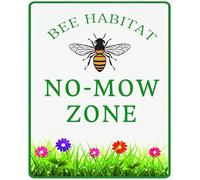 Bee Habitat No Mow Zone Metal Sign, Bee Friendly Garden Sign, Native Plant Wildflower Outdoor Yard Lawn Man Cave Decor, Sturdy Aluminum Rust Free Home Indoor Outdoor Decor 20x30 CM