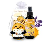 Bee Happy Bee Gift Set - Pillow Spray for Falling Asleep with Lavender & Orange, 100 ml with Essential Oils - Feel-Good Gift for Women, Friends, Family, Birthday, Relaxation