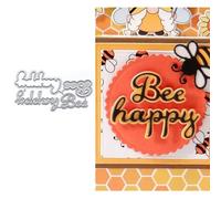 Bee Happy Die Cuts for Card Making, Covering Metal Cutting Dies for Paper Scrapbooking, DIY Stencils for Album Party Wedding Festivals Decoration