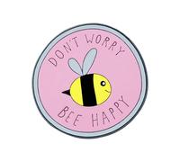 Bee Happy Enamel Pin - Cute Bee Brooch - Funny Animal Lapel Pin - Bee Happy Badge, Metal, metal