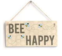 Bee Happy Hanging Sign, Honeycomb Bee Decor