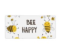 Bee Happy Mouse Mat Cute Bee Gaming Mouse Pad with Stitched Edges Non-Slip Large Desk Mat for PC Laptop Office Home Gamer 900x400x3mm Keyboard Mousepad
