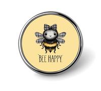 Bee Happy Round Badge Button Pins Custom Brooches Lapel Pins for Women Men Clothing Decoration