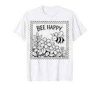 Bee Happy Spring Postal Stamp Coquette Garden Preppy Womens T-Shirt