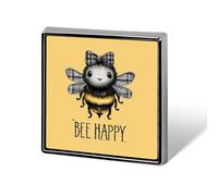 Bee Happy Square Badge Metal Lapel Pins Custom Brooches for Clothing Decoration