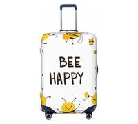 Bee Happy Suitcase Cover Luggage Protector, Cute Bee Elastic Luggage Covers Anti-Scratch Dustproof Luggage Sleeve Fits 25-28 Inch