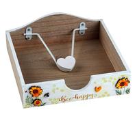 Bee Happy Sunflower Wooden Napkin Holder Organiser Heart Weight Summer Floral