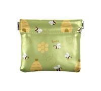 Bee Happy Sweet Honey Hive Women's Leather Coin Purse Unique Cash Coin Purse for Girls Ladies Handbag, Bee Happy Sweet Honey Hive, 4.33"(L) x 3.74"(W) x 0.39"(H), Classic