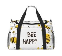 Bee Happy Travel Duffle Bag Cute Bee Gym Overnight Weekender Bag for Men Women Lightweight Carry On Luggage for Workout Holiday