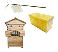 Bee Hive Bee Hives Boxes Beekeeping Starter Kit Self-Flowing Wooden Box With 7 Honeycomb Trays Attached Is The Key For Accessing The Honey (yellow,21 * 24 * 49cm+45 * 51 * 51cm)