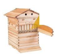 Bee Hive,Beehive Starter Kit,Frame Complete Bee Box with Observation Window & Honey Spout,Carpenter Bee House,Self-Flowing Wooden Box,for Garden Pollinators