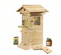 Bee Hive,Flow Hive Beehive Starter Kit,Frame Complete Bee Box with Observation Window & Honey Spout, Carpenter Bee House for Garden Pollinators (Yellow, One Size)
