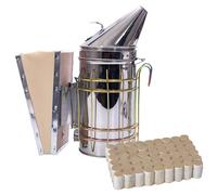Bee Hive Smoker Kit, Stainless Steel Bee Hive Smoker with Heat Shield, Beekeeping Tool Kit Included 54Pcs Beehive Smoker Pellets for Beekeeper