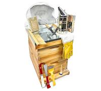 Bee Hive Starter Kit | Premium Beekeeping Full Set Up | 16 Frame Beeswax Coated Beehive, bee smoker, bee suit & standard beekeeping equipment. Bee Keeping Gifts |