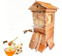 Bee Hive Starter Kit Premium Cedar Wood Beekeeping Box with Observation Window Moisture-Proof Weather Resistant for Climate,0.1,65.5x38x25.5cm