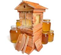 Bee Hive Starter Kit | Premium Wood Beekeeping Box with 7 Flow Frames,Easy Assembly Beekeeping Starter Kit, Moisture-Proof & Weather-Resistant for C