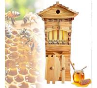 Bee Hive Starter Kit with 10 Frames, Auto Honey Flow System, Durable Wood, Complete Beekeeping Supplies for Easy Harvesting & Garden Pollinators