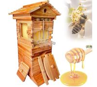 Bee Hive Starter Kit with 4 Frames, Self-Flowing Wooden Beehive Box