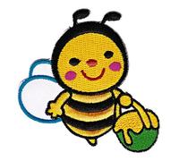 Bee Honey Bee Sew-On or Sew On Iron-On Patch for Clothes Embroidered Iron-On Patch Appliqué Honey Pot Bumble Bee Patch Size 6.8 x 6.8 cm