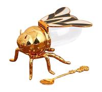Bee Honey Glass | Decorative Crystal Bee-Shaped Honey Pot with Spoon, Stylish Glass Container for Syrup and Spice Storage